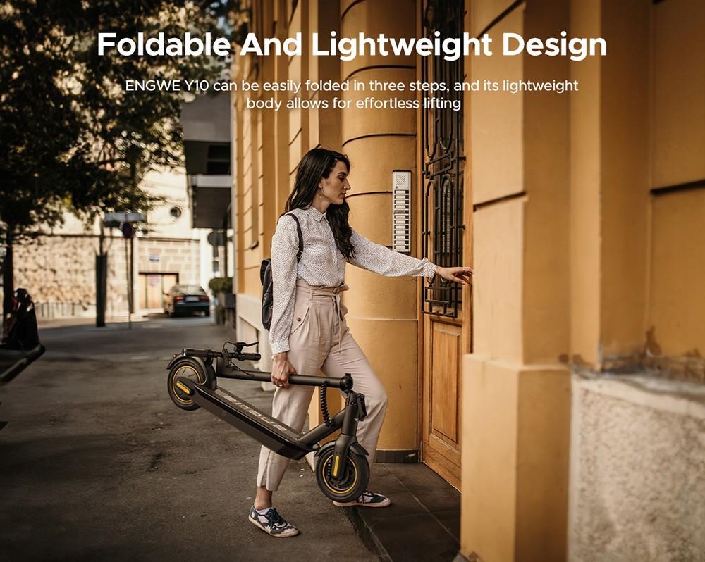 ENGWE Y10 Foldable Electric Scooter, 10*3.0 inch Tire, 350W Motor, 25km/h Speed, 13Ah Battery, 65km Mileage