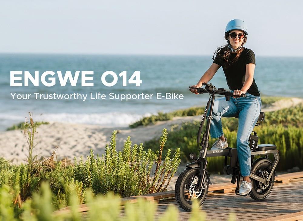 ENGWE O14 14*2.125 inch Tire Foldable Electric Bike, 250W Motor, 25km/h Speed, 15.6Ah Battery, 82km Mileage - Black