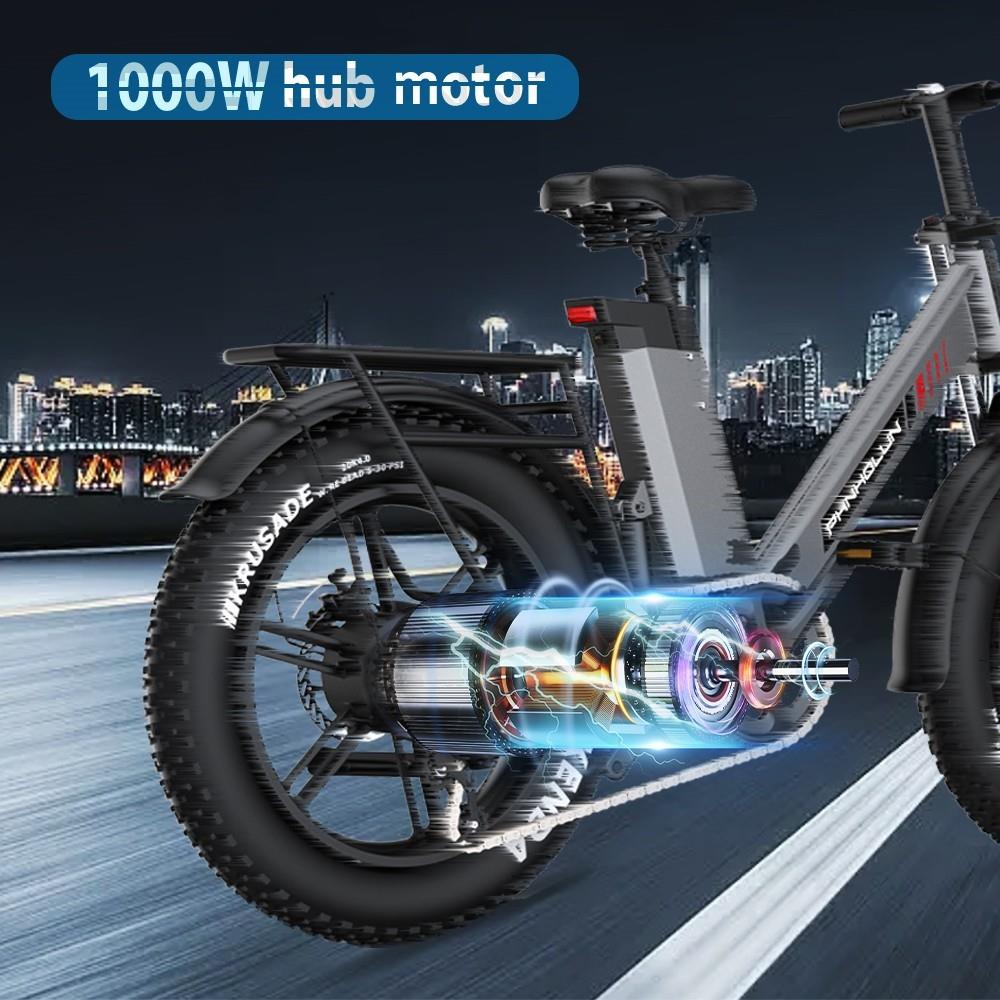 PHNHOLUN C6 Pro 20*4.0 Fat Tires Electric Bike, 1000W Motor, 60km/h Max Speed, 17Ah Battery, 80km Range