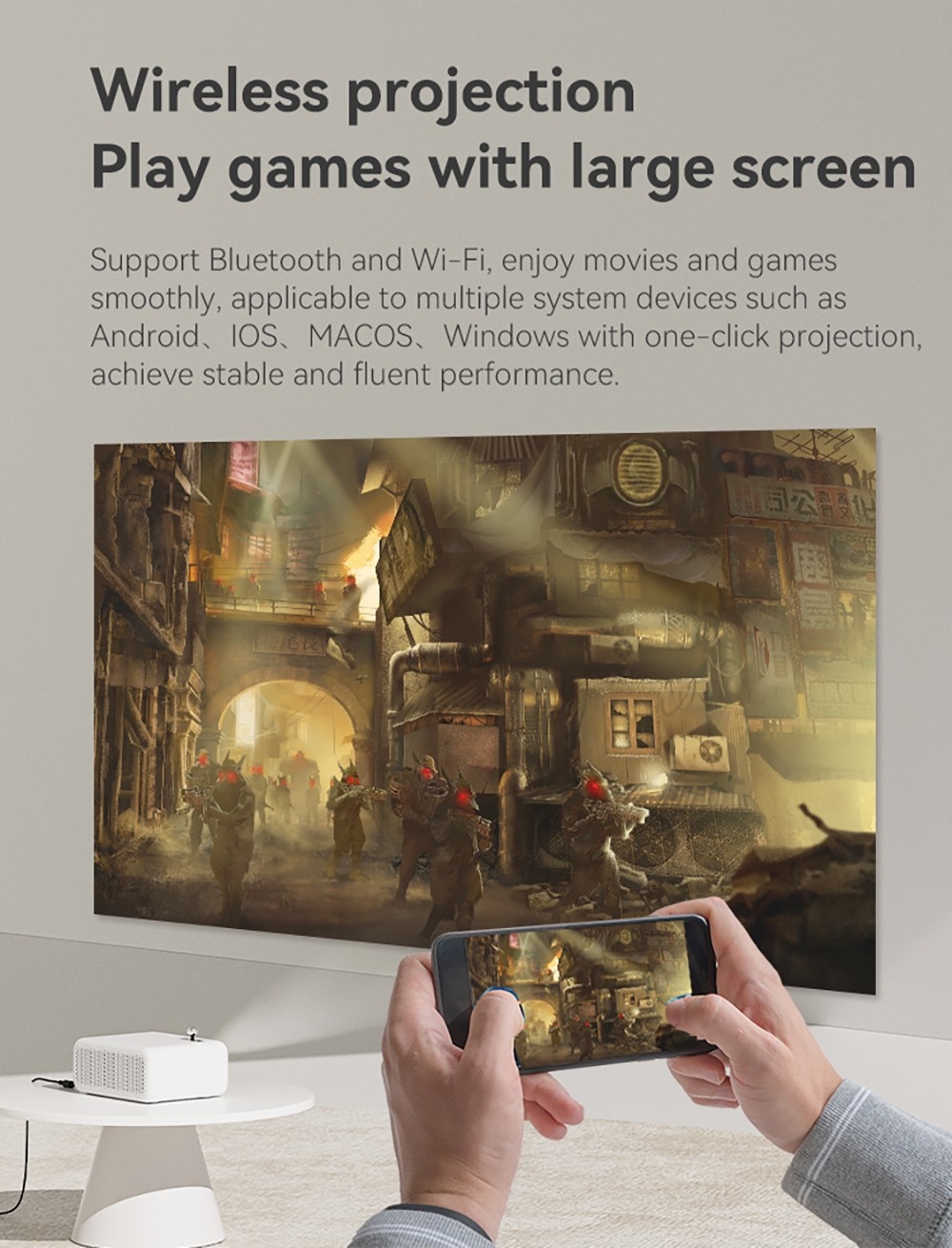 WANBO Mini Pro LCD Beamer, Android 9.0, HD 720P Native & Unterstützung 1080P, 4P Trapezkorrektur, 90% NTSC, 1GB+8GB