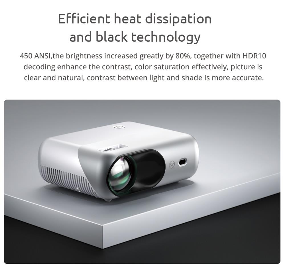 VIVIBRIGHT D1000 LCD Projektor, 70 W LED 450ANSI 4K HD 1080P, 2,4 G/5 G, WiFi Bluetooth 4.0