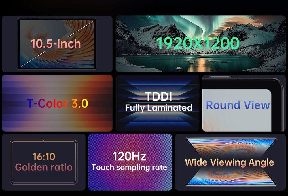 Teclast T45HD Tablet Android 13 10,5 Zoll, UNISOC T606 Octa-Core-Prozessor, 8 GB (+ 8GB) 128 SSD