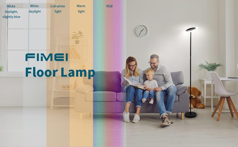 FIMEI MF18809 RGB LED Floor Lamp, 18 RGB Modes, 4 Color Temperatures, Remote Control - Black