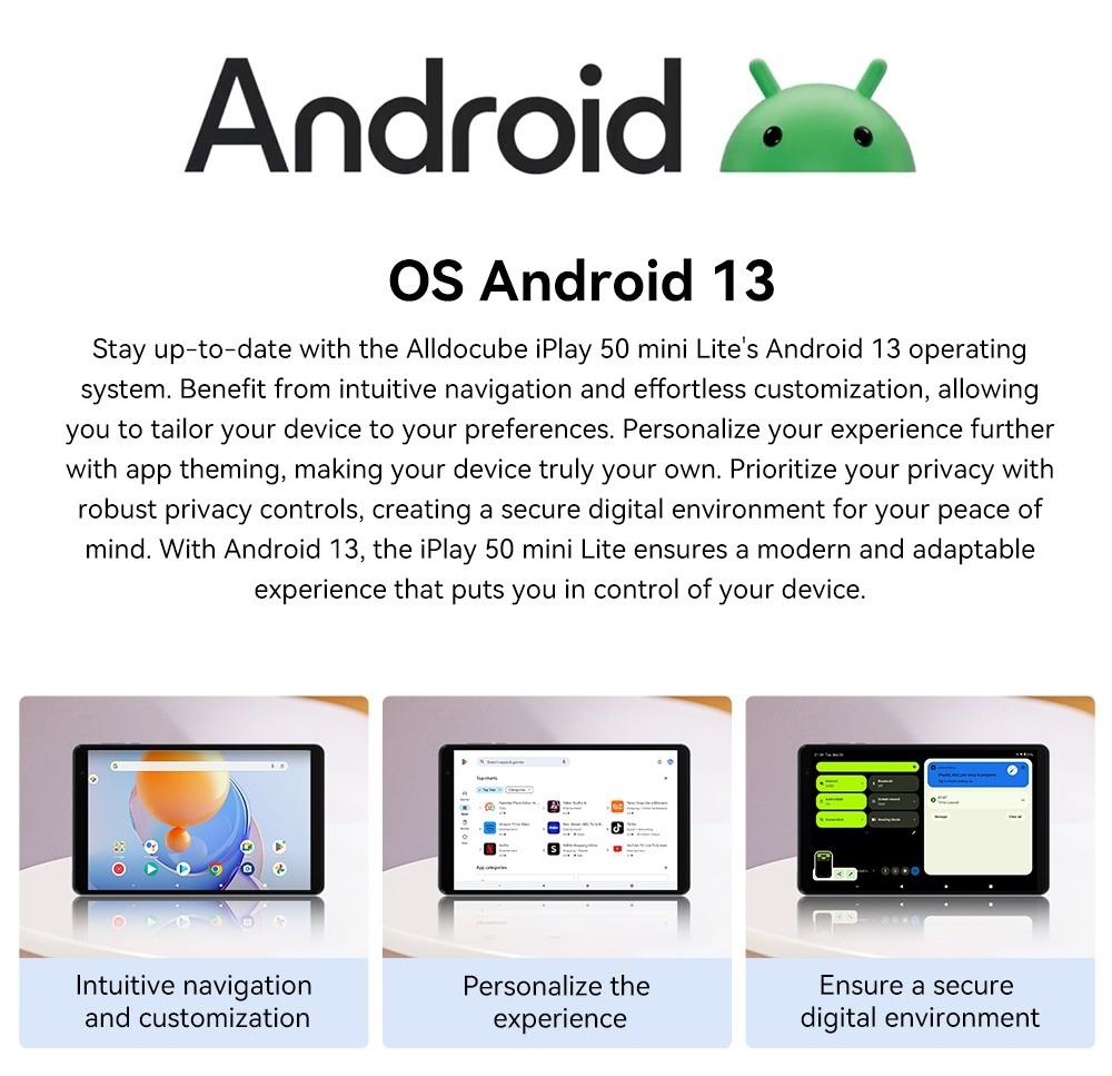 Alldocube iPlay 50 Mini Lite Tablet, Android 13, Allwinner A523 Octa-core 2.0GHz, 8 inch 1280 x 800 IPS Screen