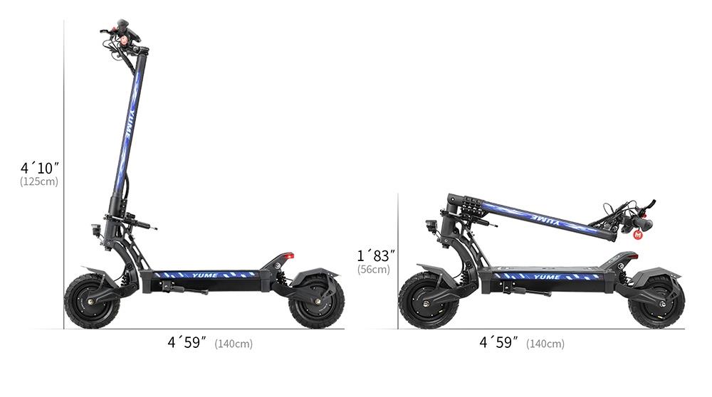 YUME HAWK opvouwbare elektrische scooter, 10x3.15 Tubeless All-terrain banden, 1200W * 2 motor, 60V 22.5Ah batterij