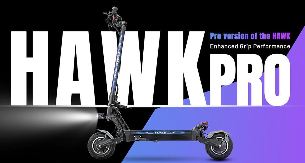 YUME HAWK Pro Opvouwbare Elektrische Scooter, 10x4.5 Tubeless Road Banden, 3000W*2 Motor, 60V 30Ah Batterij, 50mph Max Snelheid