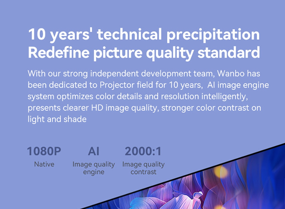 WANBO X2 Max Projector, 1080P, Android 9.0, 450ANSI Lumens,Dual-Band Wifi 6,Auto-Focus, Four Directional Keystone Correction
