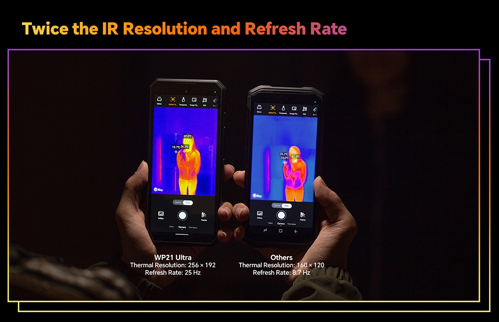 Oukitel WP21 Ultra Thermische Imaging Robuuste Smartphone, 12GB 256GB, 6,78 inch FHD-scherm, 9800mAh batterij