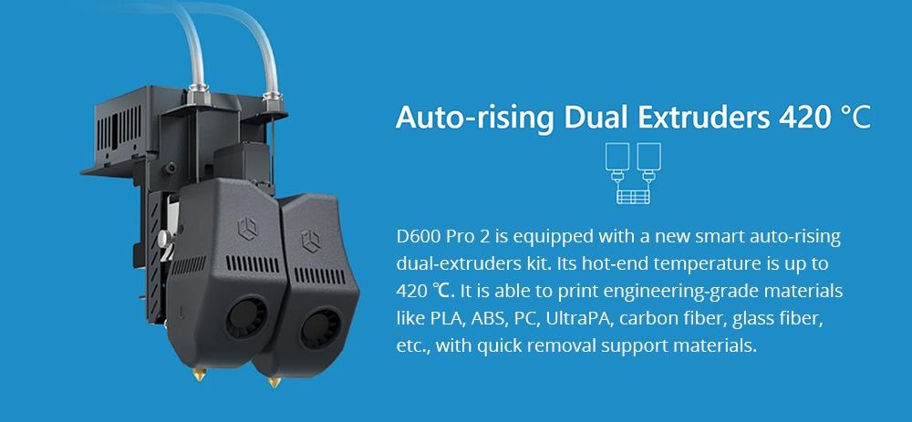 CreatBot D600 Pro 2 3D Printer, Auto-Leveling, Camera Control, Auto-Rising Dual Extruders, 150mm/s
