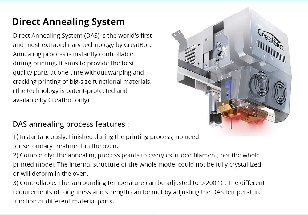 CreatBot PEEK-300 3D Drucker, automatische Nivellierung, Dual Extruder, 10-120 mm/s Druckgeschwindigkeit