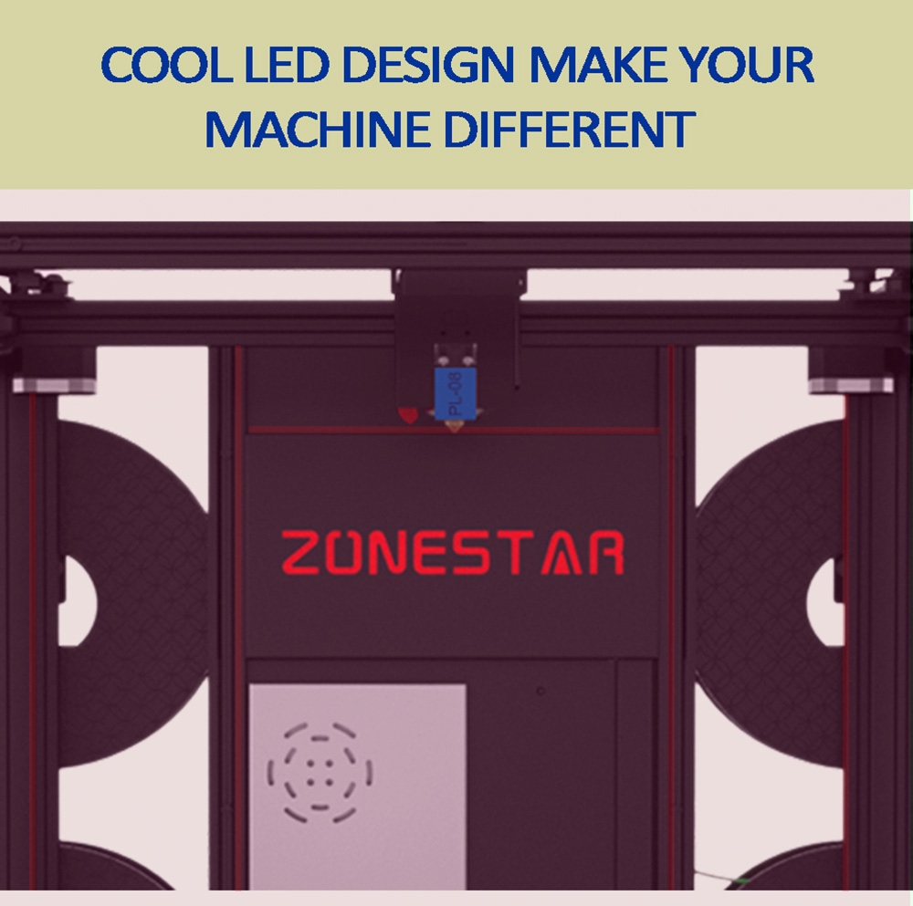Zonestar Z9V5MK6 4 Extruder 3D Drucker, 4 in 1 out Farbmischung, Auto Leveling, 32Bit Mainboard