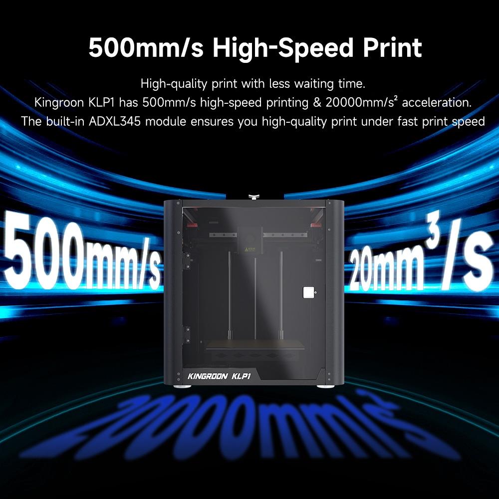 KINGROON KLP1 3D Printer, Auto Leveling, 0.05-0.3mm Printing Accuracy, 500mm/s Printing Speed, Klipper Firmware