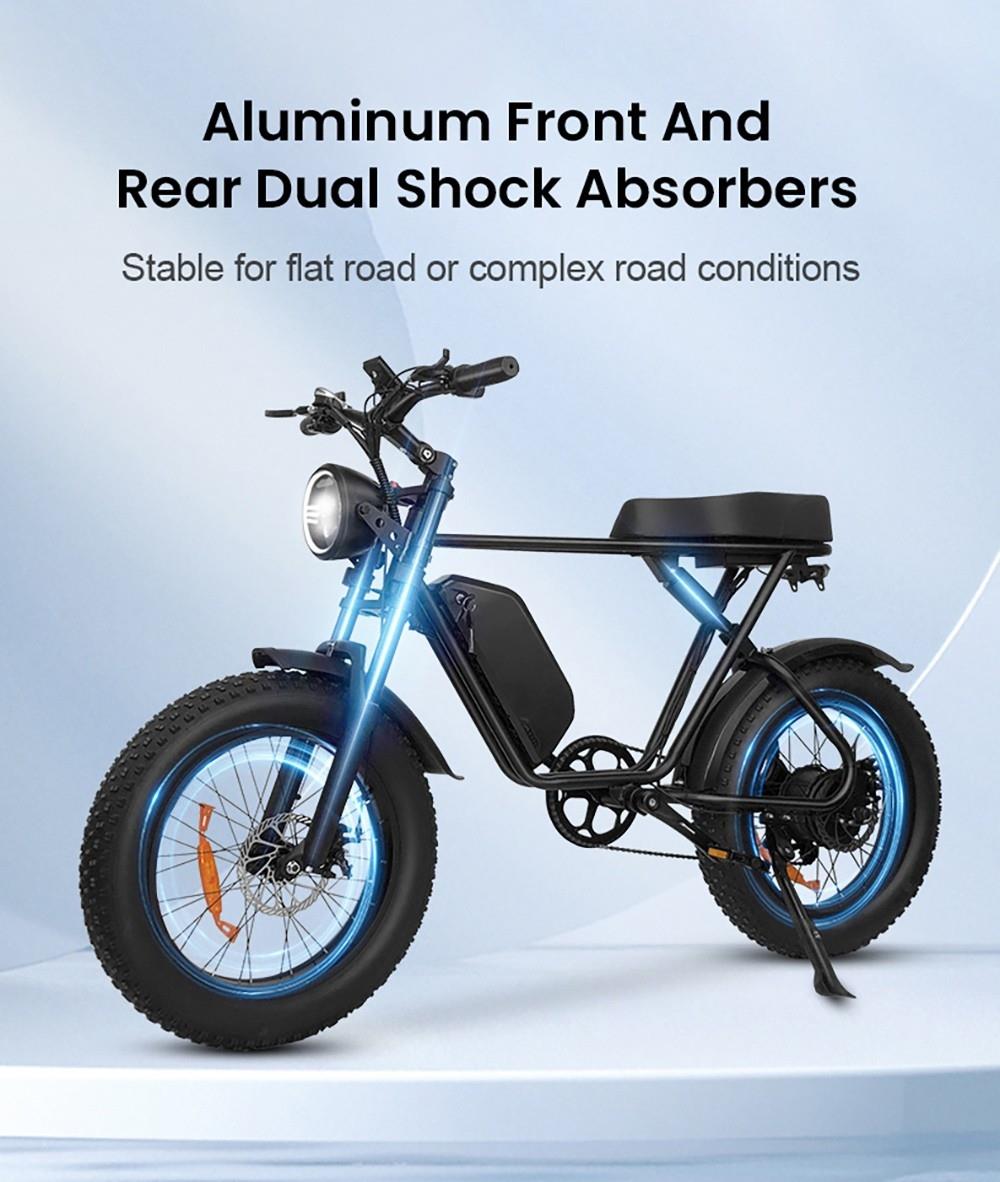 Q8 20*4 Inch Fat Tire Off-road Electric Bike, 1000W Motor, 48V 17.5Ah Battery, 55km/h Max Speed, 70Km Max Range