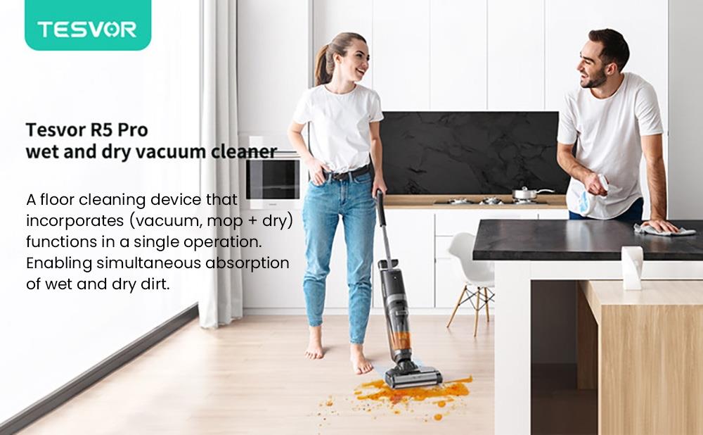 Tesvor R5 Pro Cordless Wet Dry Vacuum Cleaner, 13000Pa Suction, Self-Cleaning, 900ml Water Tank