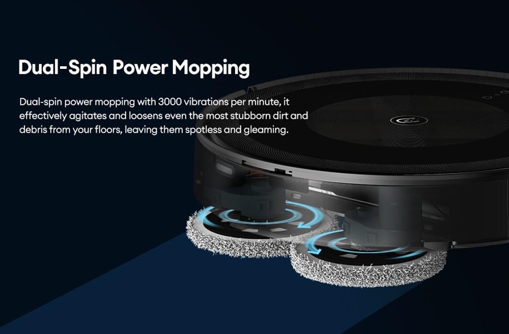 Ultenic TS1 3000Pa Robot Vacuum Cleaner with Self Emptying Station, Dual-Spin Mopping, 3L Dust Bag