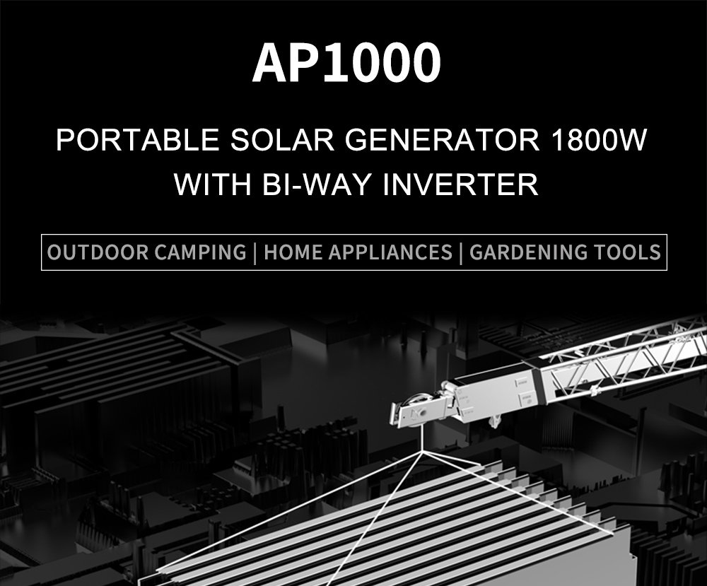 UAPOW Apower1000 Portable Power Station, 1024Wh LiFePO4 Solar Generator, 1800W AC Output, PD 100W Charging