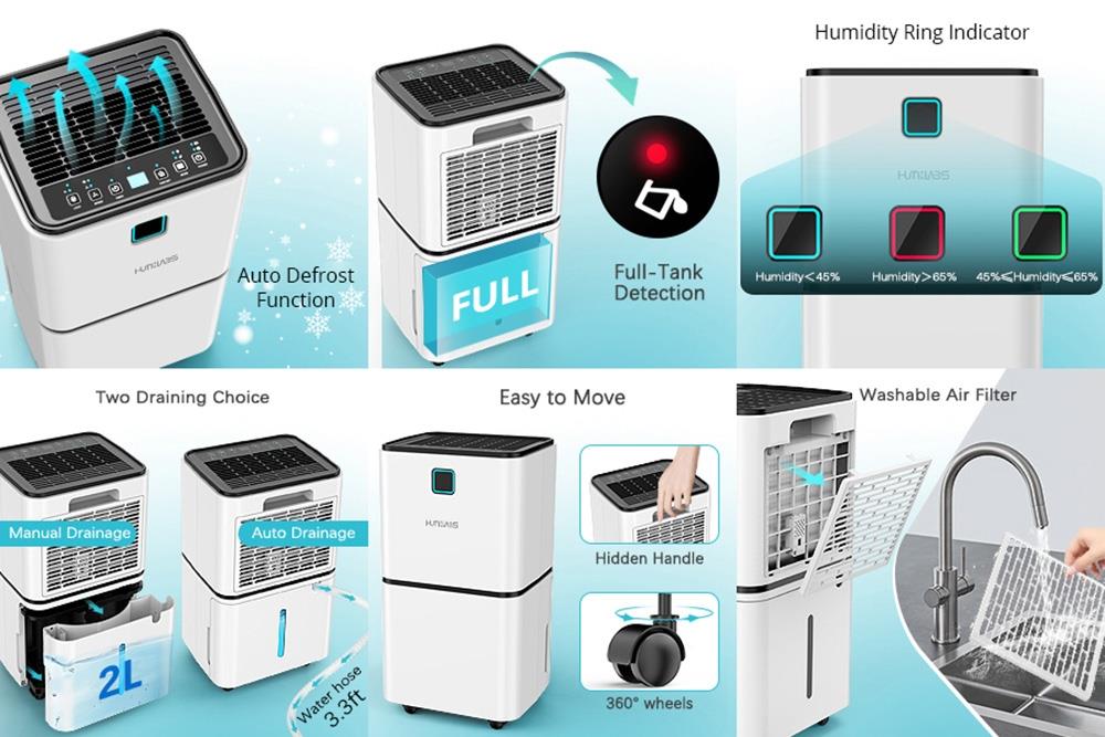 LUKO OL12-BD023F Portable Dehumidifier, 12L Dehumidifying Capacity, 3 ...
