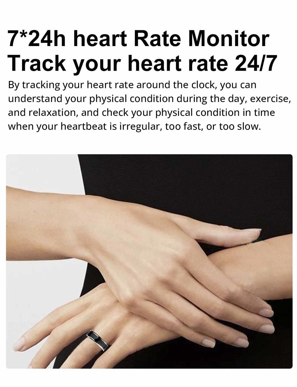 M1 Smart Ring Health Tracker 24-hour Heart Rate Blood Oxygen Monitor Exercise Calorie Consumption Recording - US Size 11
