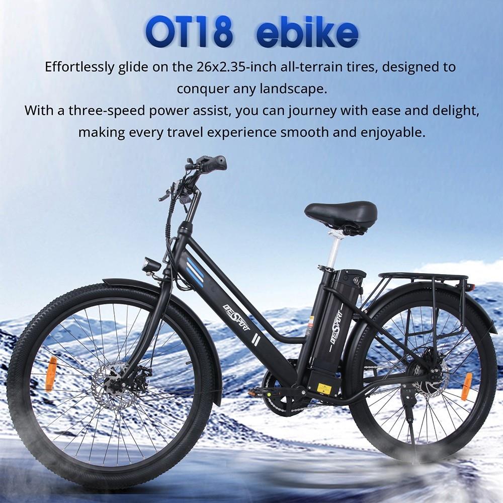 ONESPORT OT18 elektrische fiets, 26*2.35 inch banden, 350W motor, 36V 14.4Ah accu, 25km/h max snelheid - Wit