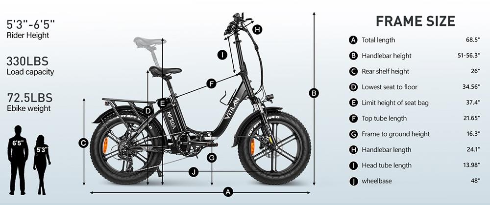 Vitilan U7 2.0 Foldable Electric Bike, 20*4.0-inch Fat Tire, 750W Motor, 48V 20Ah Removable LG Lithium Battery - White