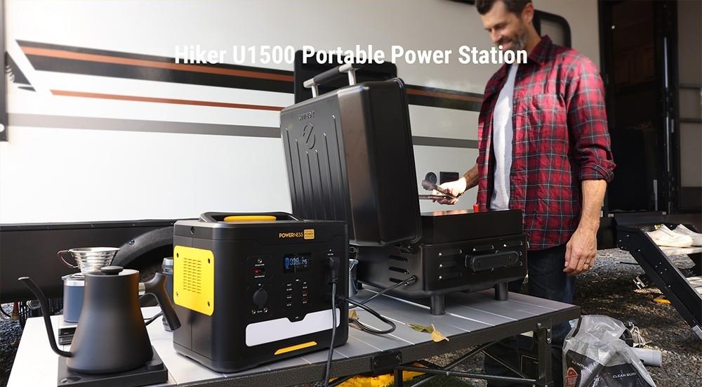 Powerness Hiker U1500 draagbare energiecentrale, 1536Wh LiFePO4 zonnegenerator, 1500W AC uitgang