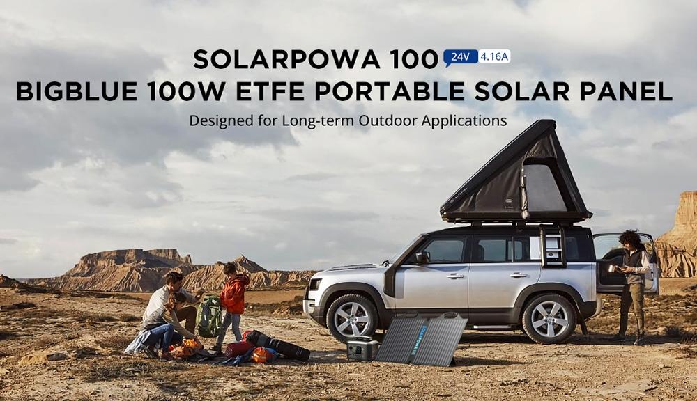 Bigblue SolarPowa 100 100W Opvouwbaar Zonnepaneel met Kickstands, 23,5% Energie Omzettingssnelheid, IP65 Waterdicht