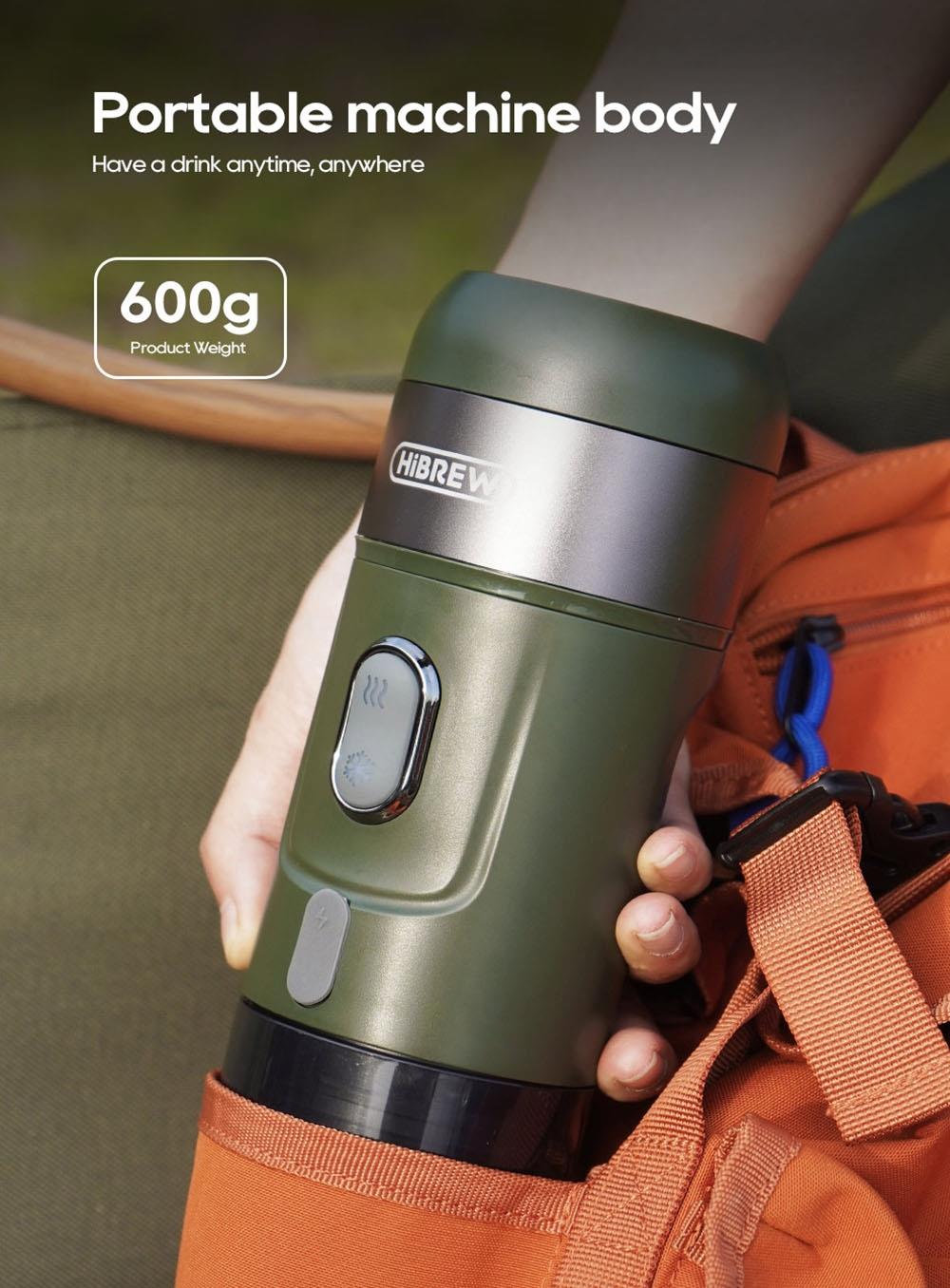 HiBREW H4B Wireless Portable 3 in 1 Espresso Coffee Maker, 15 Bar Pressure, 2200mAh Battery - Green