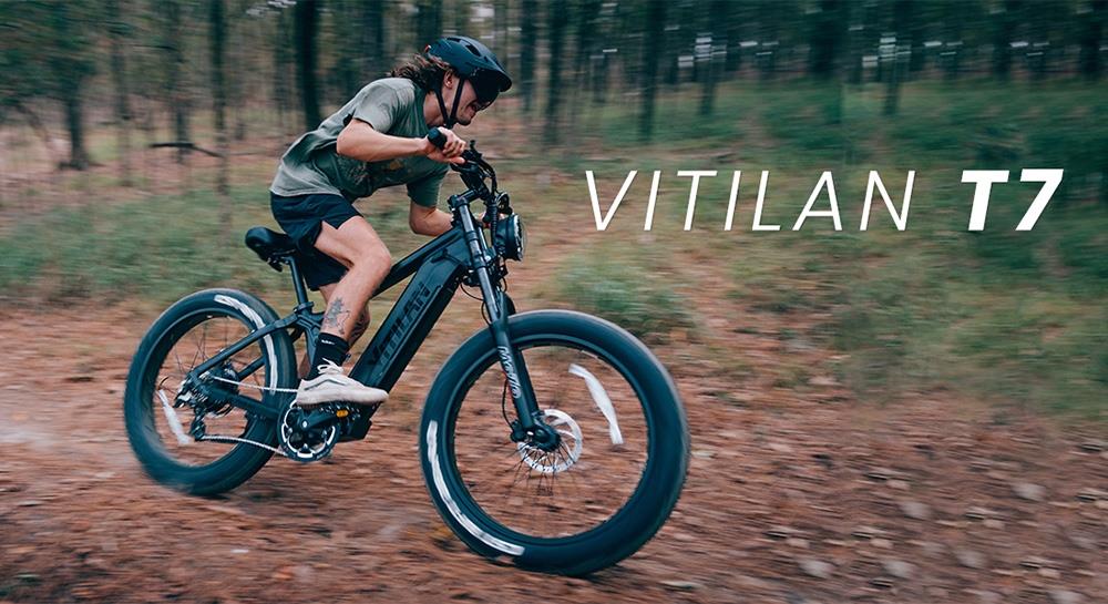 Vitilan T7 Mountain elektrische fiets, 26*4.0-inch CST dikke banden, 750W Bafang motor, 48V 20Ah accu - Geel