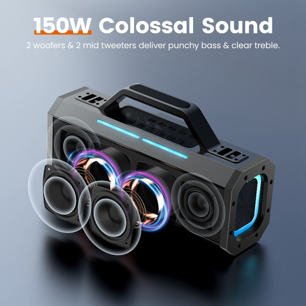 SOUNARC K1 150W IPX6 Dubbele Microfoon Bluetooth Karaoke Party Luidspreker