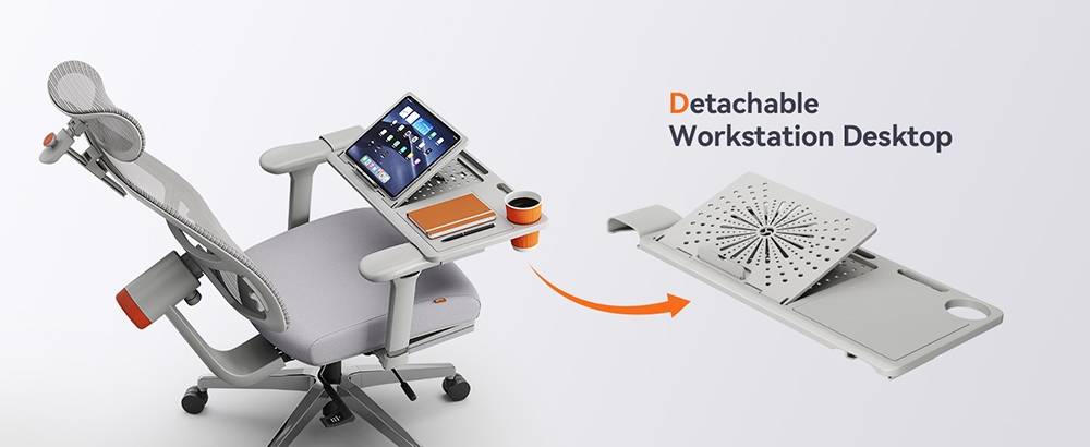 NEWTRAL LAPD Detachable Workstation Desktop for MagicH-BP/MagicH-BPro Ergonomic Chair - Grey