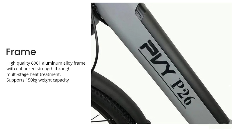 PVY P26 Electric Bike, 27.5-inch Tires, 750W Motor, 48V 11.6AH Battery, 100km Max Range - Black