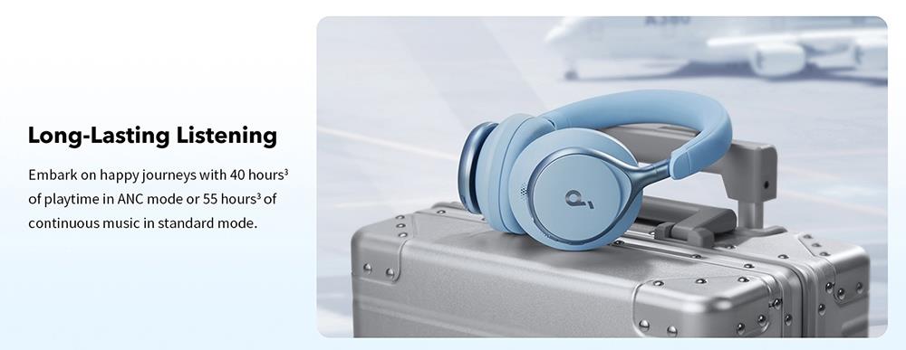 Anker Soundcore Space One Headphones, Active Noise Canceling, App Control, 40 Hours ANC Playtime - White