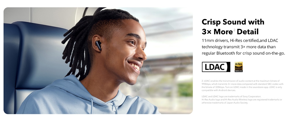 Anker Soundcore Liberty 4 NC Earbuds TWS Headphones, Adaptive ANC 2.0, Bluetooth 5.3, IPX4 Waterproof - White