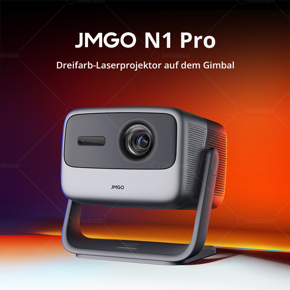 JMGO N1 Pro 1080P Tri-Color Laser DLP Projector, with Flexible Gimbal Adjustment, 1500 CVIA Lumens(3000ANIS), HDR 10