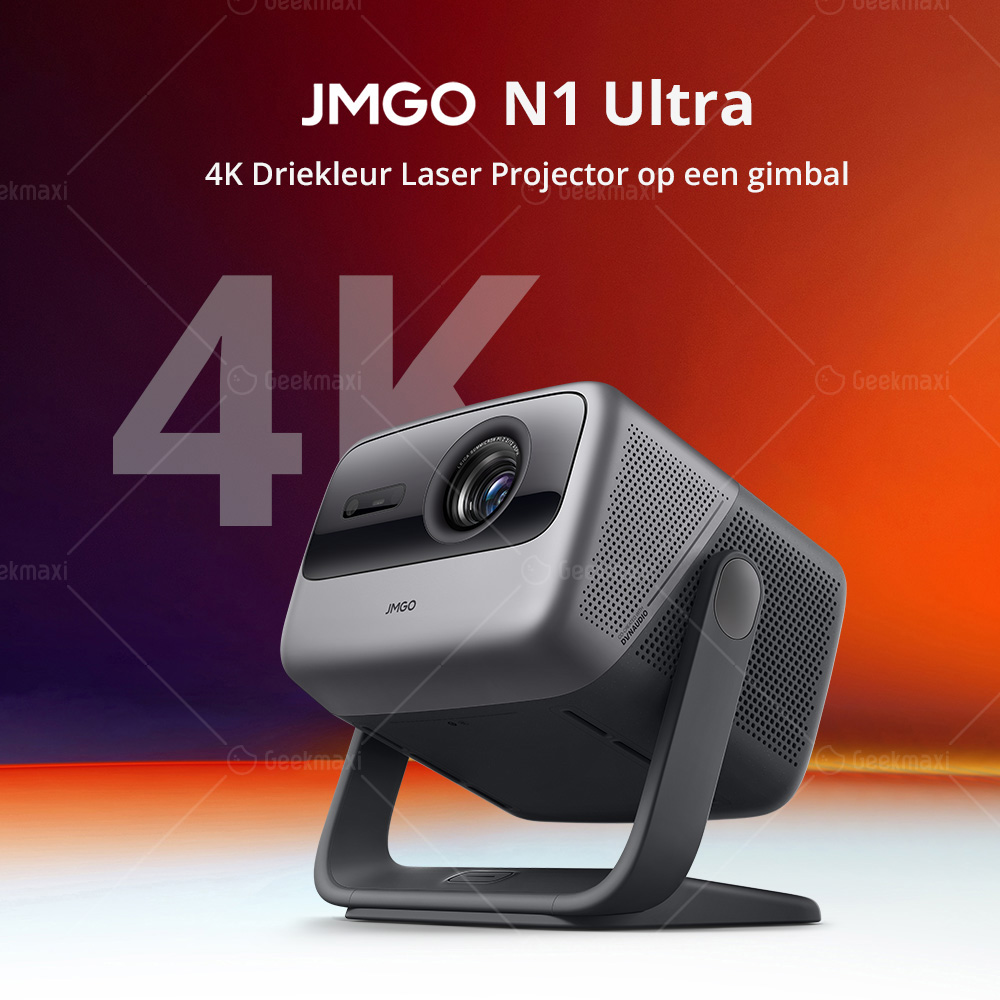 JMGO N1 Ultra 4K Driekleur Laser DLP Projector, met Flexibele Gimbal Aanpassing, 2200 CVIA Lumen(4000ANIS), HDR 10