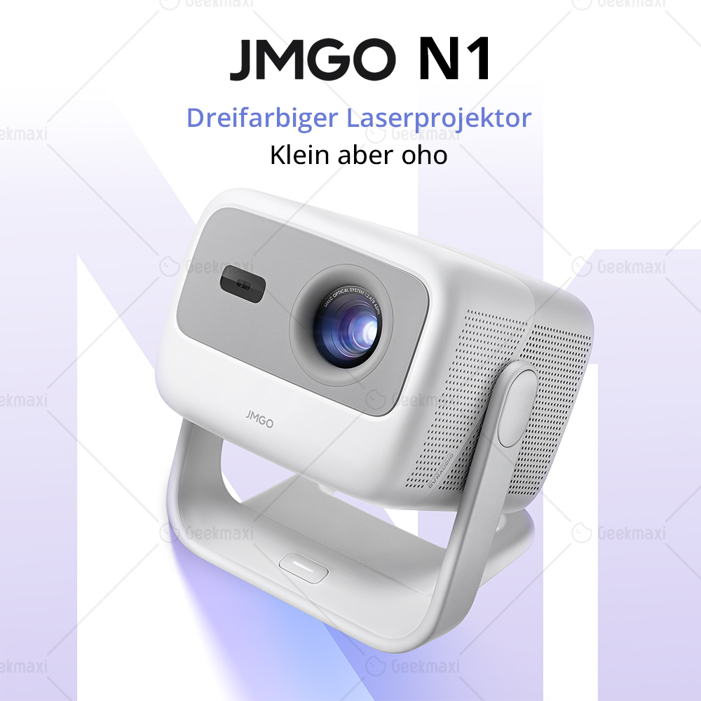 JMGO N1 1080P Tri-Color Laser Projektor, mit flexibler Gimbaleinstellung, 8800 CVIA Lumens(1600ANIS), HDR 10