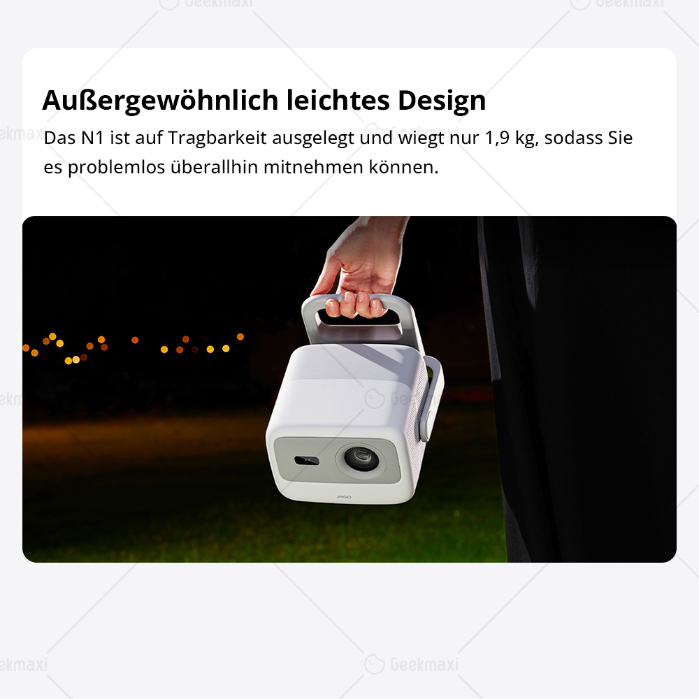 JMGO N1 1080P Tri-Color Laser Projektor, mit flexibler Gimbaleinstellung, 8800 CVIA Lumens(1600ANIS), HDR 10
