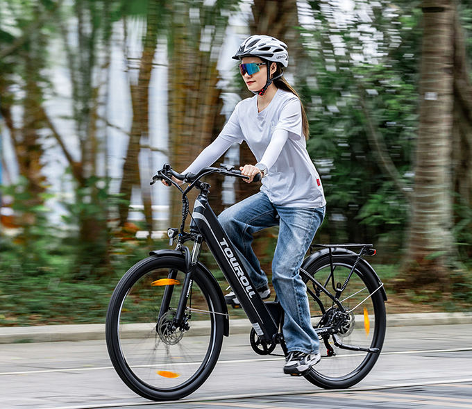 Touroll J1 ST Trekking Bike with 250W Motor, 15.6Ah Battery, 27.5in Wheels, 100km Range, Mechanical Disc Brake & E-Brake