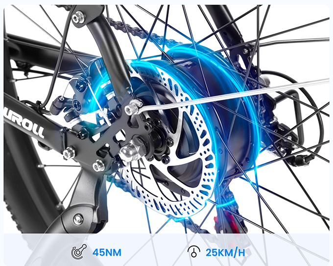 Touroll J1 ST Trekkingrad mit 250W Motor,15.6Ah Akku, 27. Zoll Räder, 100km Reichweite, mechanische Scheibenbremse & E-Brake