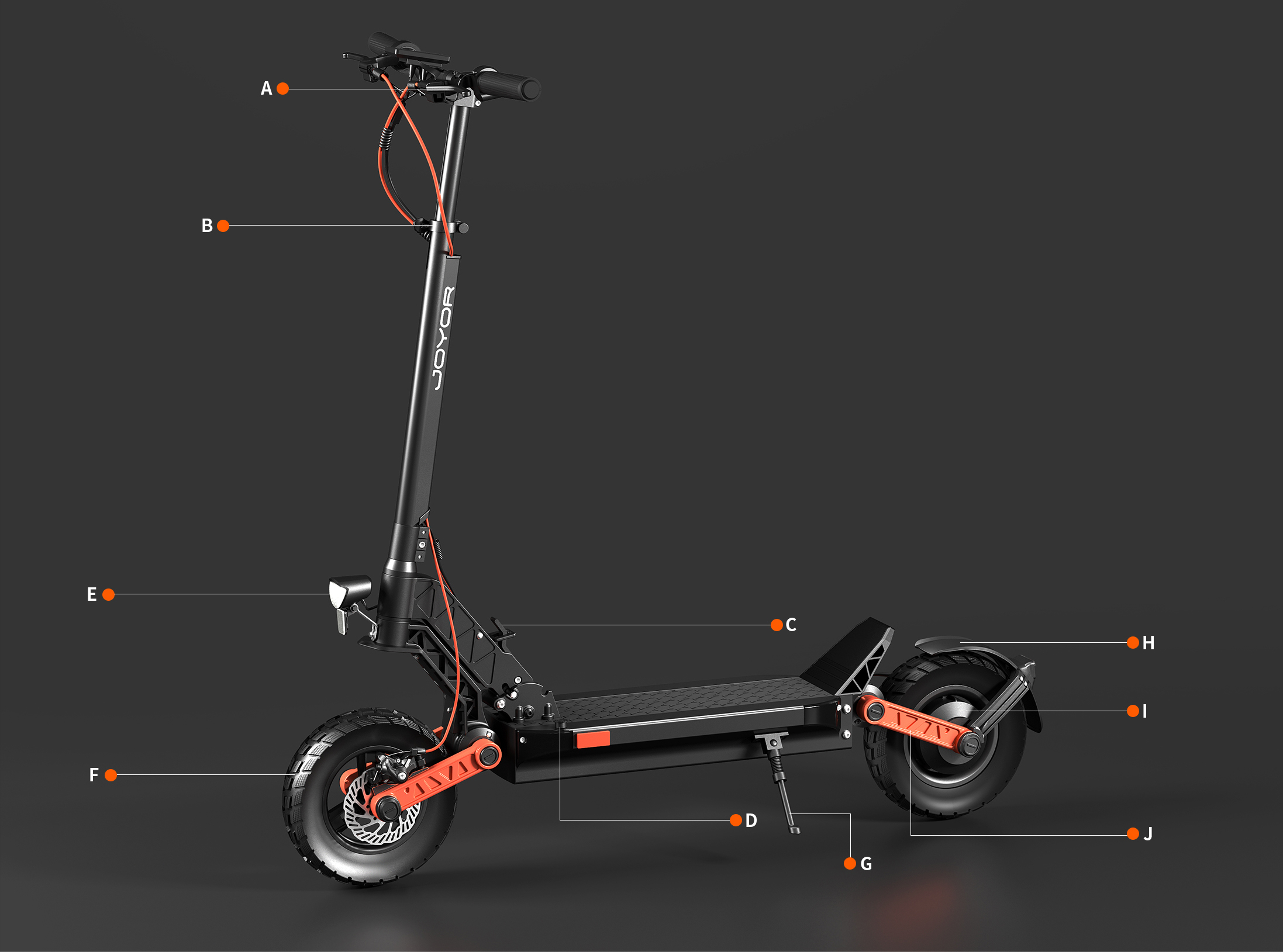 JOYOR S5 with Road Approval (ABE),10 Tires Foldable Electric Scooter Suspension,500W Brushless DC Motor & 48V 13Ah Battery