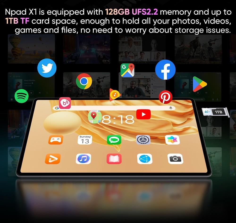 N-one NPad X1 Android 13 Tablet, 11-inch 2K IPS-scherm, MTK Helio G99 Octa-Core, 8GB RAM 128GB UFS ROM