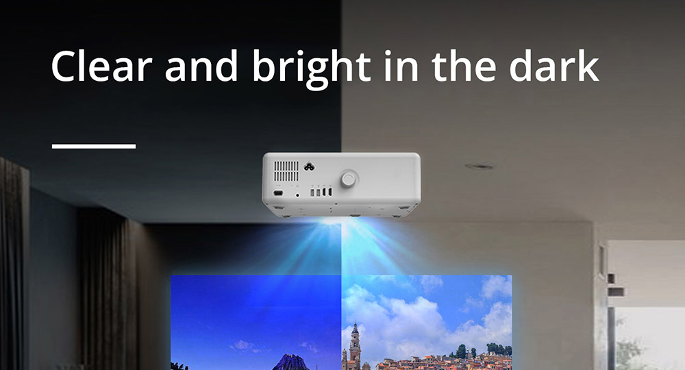 VIVIBRIGHT D5000 Projector, 1080P HD 600 ANSI Lumen Verticale Keystone Correctie 10W Luidspreker - Wit