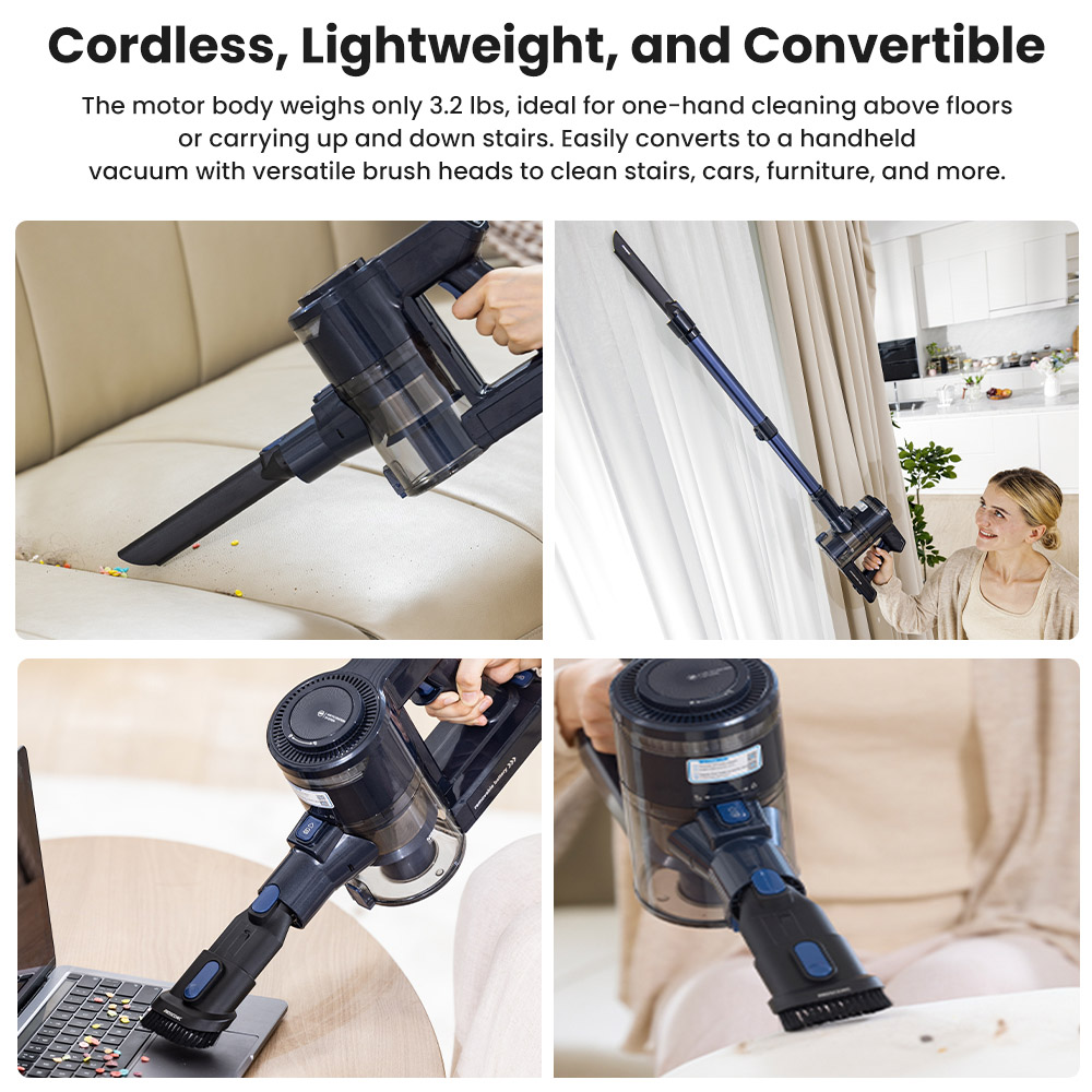 Proscenic P10 Ultra Cordless Vacuum Cleaner, 25KPa Suction, 600ml Dustbin, 5-Stage Filtration System, 2200mAh Battery