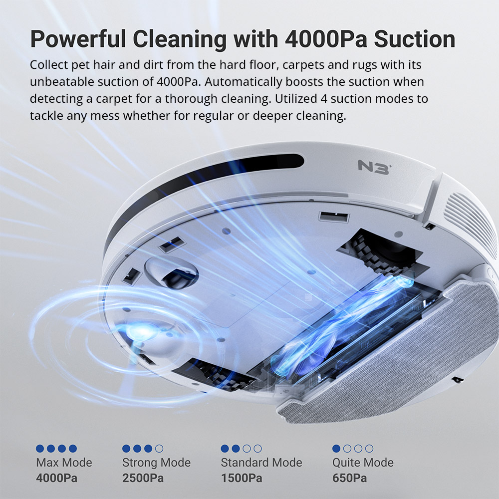 Neakasa NoMo N3 Robot Vacuum Cleaner with Self-Emptying Station, 4000Pa Suction, 2.5L Dustbin - White