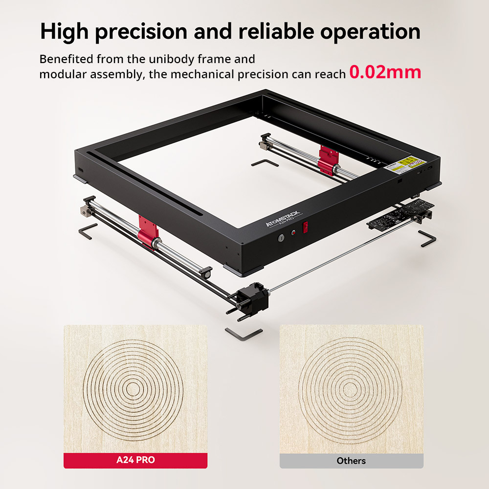 ATOMSTACK A24 PRO 24W Laser Engraver Cutter, Fixed Focus, 0.02mm Engraving Precision, 600mm/s Engraving Speed