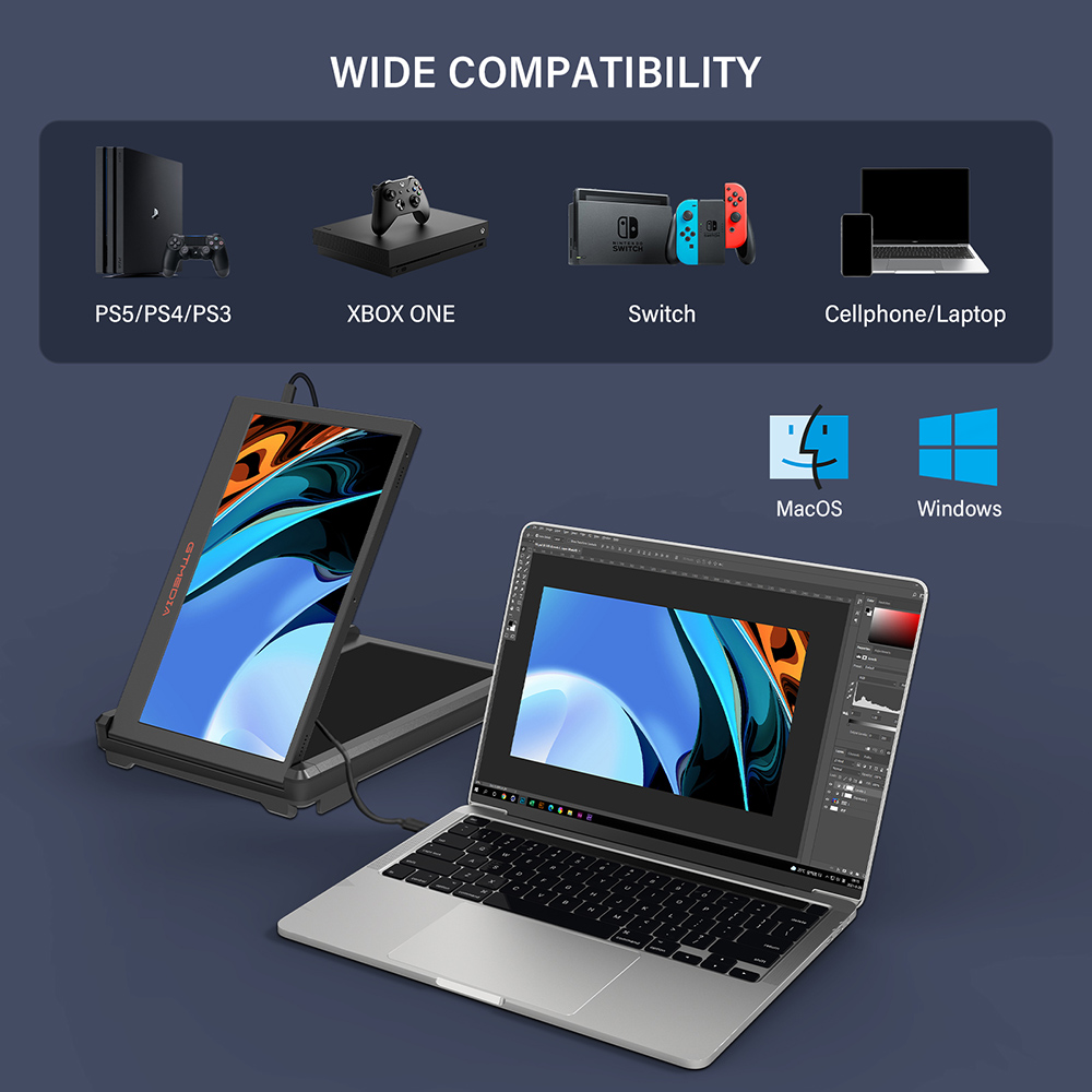 GTMEDIA MATE X Draagbare Dual Screen Monitor Laptop Screen Extender voor 13-15 Laptop, 11,6 inch IPS-scherm