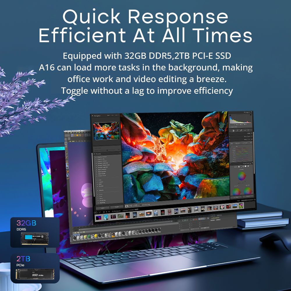 Ninkear A16 Gaming-Laptop, 16 2560*1600 UHD-Bildschirm, AMD Ryzen 7 7735HS 8 Kerne bis zu 4,75 GHz, 32 GB DDR5 RAM 2 TB SSD