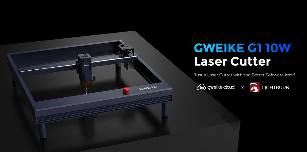Gweike Cloud G1 10W Lasergravurschneider, Luftunterstützung, 0,08 x 0,06 mm Laserpunkt, 400 mm/s Geschwindigkeit