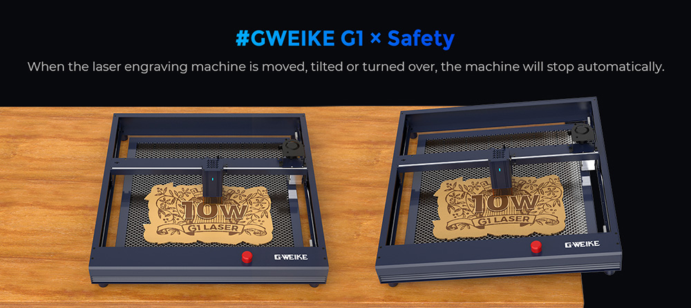 Gweike Cloud G1 10W Lasergravurschneider, Luftunterstützung, 0,08 x 0,06 mm Laserpunkt, 400 mm/s Geschwindigkeit