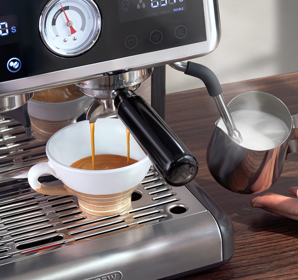 HiBREW H7A Koffiezetapparaat Espressomachine, 20 Bar Druk, Dubbel Boiler Systeem, 30 Niveaus Molen - Zilver